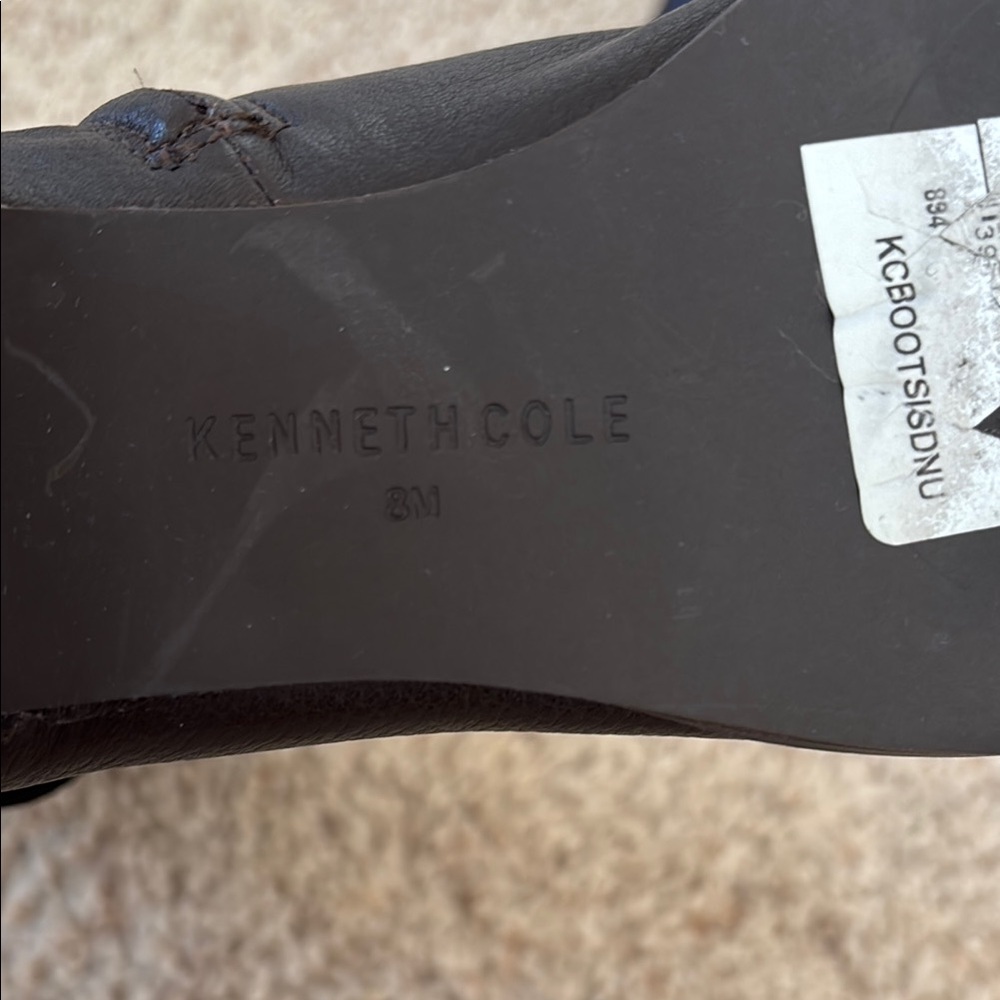 Women's Kenneth Cole Brown Leather Heeled Boots - Picture 5 of 6